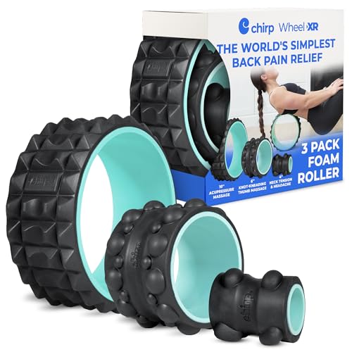 Chirp Wheel XR 3P Massage Roller Set - 10” Acupressure, 6” Knot-Kneading Thumb, 4” Neck & Headache Tension Relief, High Density Foam Massage Rollers for Back & Neck Pain, 500lbs Capacity, Mint - size: 3-Pack (10, 6, 4 Inch) Mint
