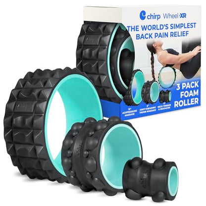 Chirp Wheel XR 3P Massage Roller Set - 10” Acupressure, 6” Knot-Kneading Thumb, 4” Neck & Headache Tension Relief, High Density Foam Massage Rollers for Back & Neck Pain, 500lbs Capacity, Mint - size: 3-Pack (10, 6, 4 Inch) Mint