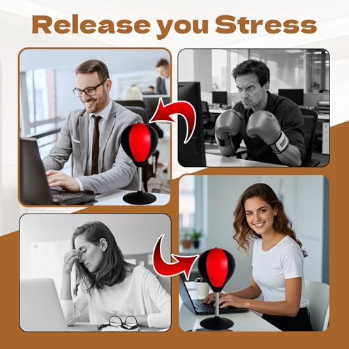 Desktop Punching Bag for Desk, Stress Relief Ball with Suction Cup for Office and Home, Funny Gag Gift for Boss Coworkers Friends, Mini Desktop Boxing Stress Relief Product for Adults | Stress Relief Ball, For Office and Home, Funny Gag Gift for Boss Cow