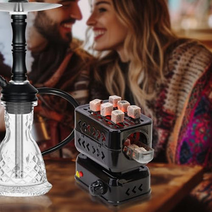 Charcoal Burner 360°Faster Heating Electric Stove Coconut Coal Starter 1 Heating Zones with Stainless Detachable Tongs, 1200W High Power Cube Coil Multipurpose Burners Fire Starters - color: black-1