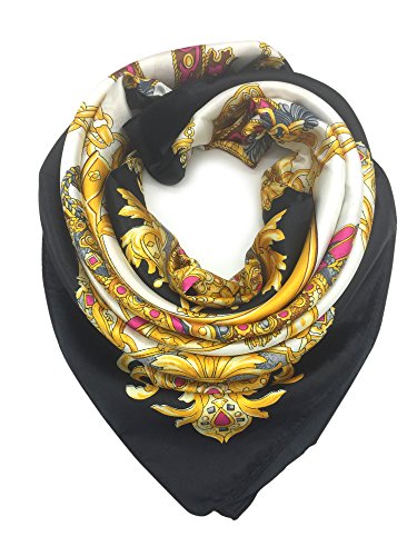 YOUR SMILE Silk Like Scarf Women's Fashion Pattern Large Square Satin Headscarf Headdress - color: 101