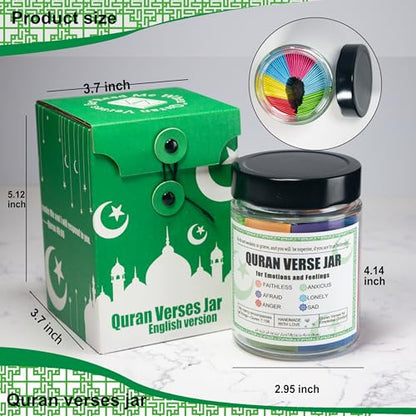 Quran Verse Jar for Spiritual Comfort, Islamic Gifts for Women Men Kids Muslim Friends, Ramadan Decorations, Ramadan Eid Gifts,Quran Prayers & Gratitude Verses in English, Islamic Decor