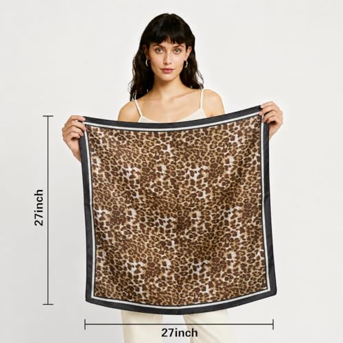 27" Head Scarf Like Satin Silk for Women,Hair Scarves Bandana,Headband Silk Feeling for Hair Wrap - color: Leopardprint-3
