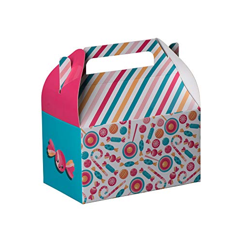 Hammont Paper Treat Boxes - (10 Pack) - Party Favors Treat Container Cookie Boxes Cute Designs Perfect for Parties and Celebrations 6.25" x 3.75" x 3.5" (Candy) - color: Candy