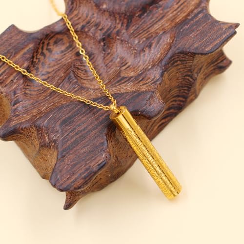 Spiritual Muslim Cylinder Necklaces - Stainless Steel Arabic Quran engraved Pendant Necklace for Men Women YA5082 - color: Gold