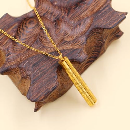 Spiritual Muslim Cylinder Necklaces - Stainless Steel Arabic Quran engraved Pendant Necklace for Men Women YA5082 - color: Gold
