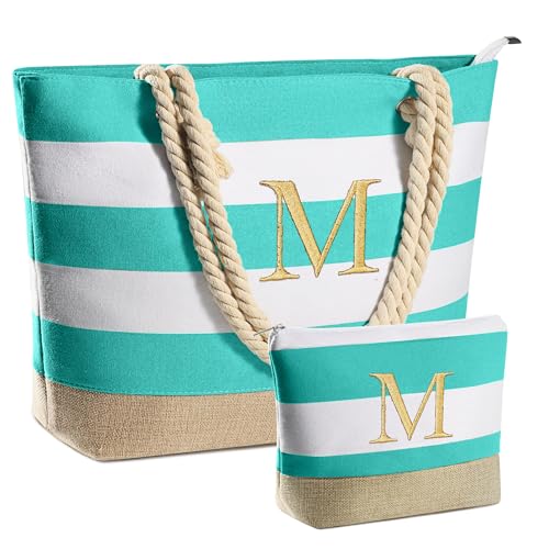 YOOLIFE Beach Bags for Women - Travel Canvas Beach Tote, Pool Waterproof Bag, Travel Essentials, Gifts for Women Birthday - color: Blue, style: M