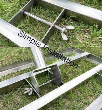Lawn Leveling Rake, 2-in-1 Double-Side Leveler with Gloves, 70'' Adjuatble Stainless Steel Garden Rake, Rustproof Rakes, Flat & Serrated Side for Soil Dirt Sand Gravel, Yard Garden