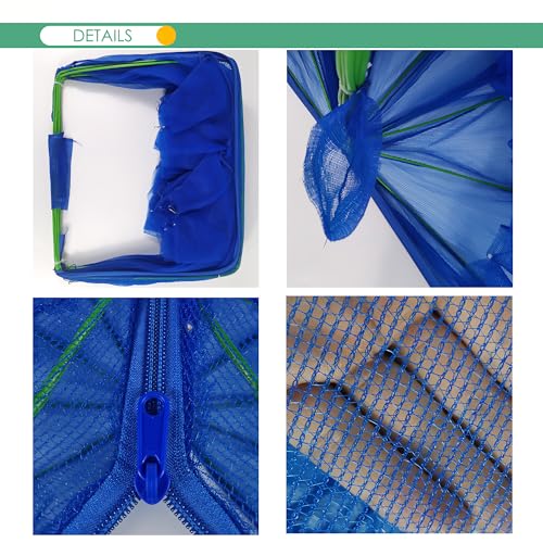 Foldable Bait Trap Fishing Net - Hand Cast Cage for Catching Fish Shrimp Crab Crawfish - color: Blue Thicken Mesh Material, size: 20 Entrances