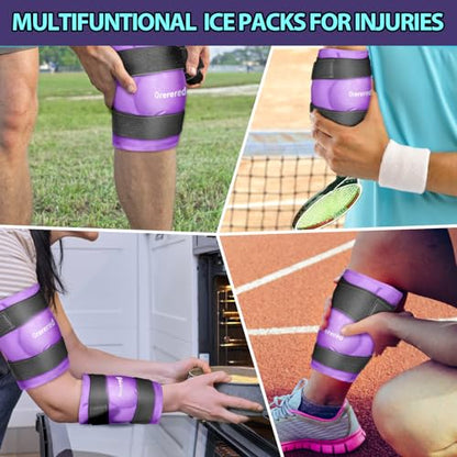 Reusable Cold Ice Packs for Injuries, 3-Piece Set Cold Gel Ice Wrap for Injury Recovery, Alleviate Joint and Muscle Pain (Knee Ice Wrap-Purple) - color: Knee Ice Wrap-purple