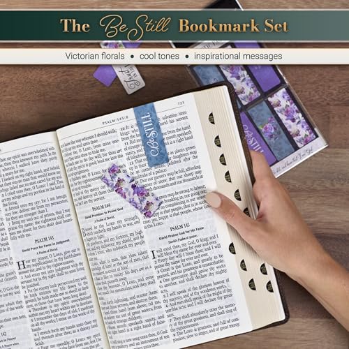 Christian Art Gifts Magnetic Scripture Bookmark Set for Women: Be Still and Know - Psalm 46:10 Inspirational Purple Rose Magnetic Bible Verse Pagemarker Set of 6 for Bibles and Books, Size 2.3" x 0.8"