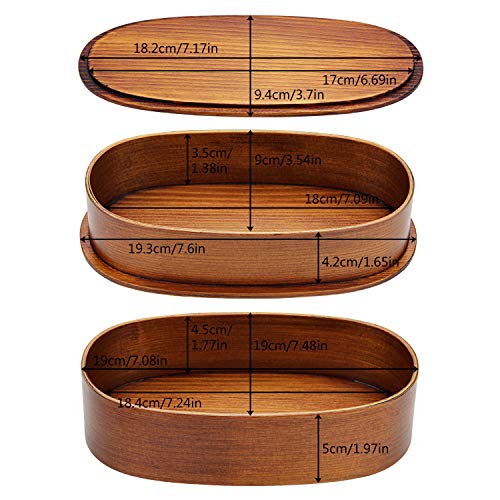 YFWOOD Natural Wooden Bento Boxes - Double Layer Lunch Box(1000ml) | Bento Box for Kids, Japanese Bento Box, Lunch Boxes, For Adult Picnicking Office Hiking Camping Fitness Training Lose Weight