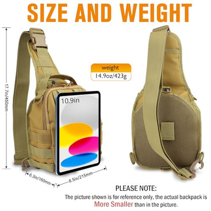 Small Fishing Backpack, Waterproof Fly Fishing Sling Pack Tackle Bag with Tackle Boxes - color: D-Size:17.7*8.5*5.7in-Khaki(NO TACKLE BOX)