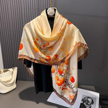 XL 43 Inch Extra Large Square Scarf Fashion Scarves Silk Feeling Hair Scarf Wrapping Scarfs Night Sleeping Headscarf - color: Ba1021