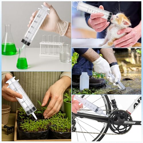 4 Pack 150mL Syringes for Liquid - Large Garden Syringe with Tip Adapter for Liquids, Oil, Watering Plants, Refilling, Measuring, Leak-Proof Design