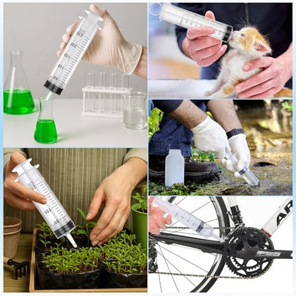 4 Pack 150mL Syringes for Liquid - Large Garden Syringe with Tip Adapter for Liquids, Oil, Watering Plants, Refilling, Measuring, Leak-Proof Design