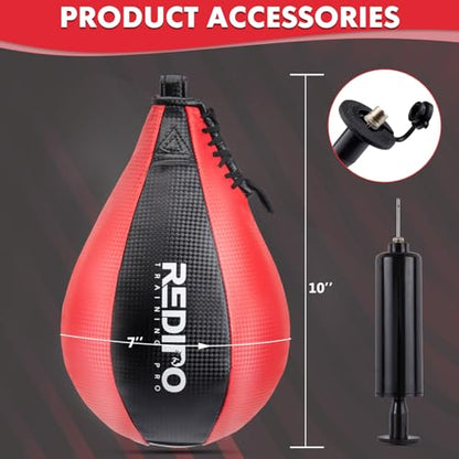 Boxing Speed Bag - PU Leather Speed Punching Ball for Boxing, MMA Training Speed Ball Reflex Ball Boxing Equipment, Punching Bag Workout Kicking Training Home Gym Exercise Speed Ball - color: Black&Red
