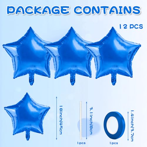 Blue Balloons Star Balloons Graduation Foil Balloon Mylar Helium Metallic 12pcs 18 Inch Arch Kit Blue Birthday Decorations Party Decorations Baby Shower Anniversary Wedding Halloween - style: Blue
