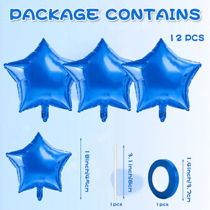 Blue Balloons Star Balloons Graduation Foil Balloon Mylar Helium Metallic 12pcs 18 Inch Arch Kit Blue Birthday Decorations Party Decorations Baby Shower Anniversary Wedding Halloween - style: Blue