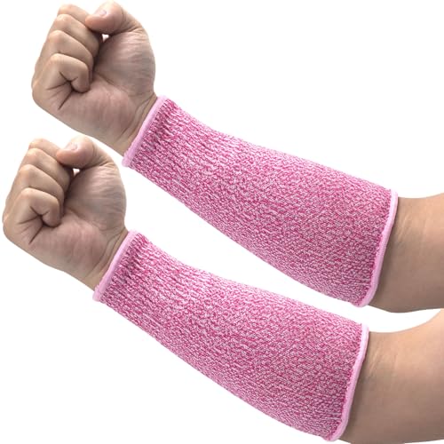 ANCIRS Cut Resistant Sleeves for Arm Protection, Gardening Sleeves, Dog Bite Safety Arm Sleeves - color: Pink