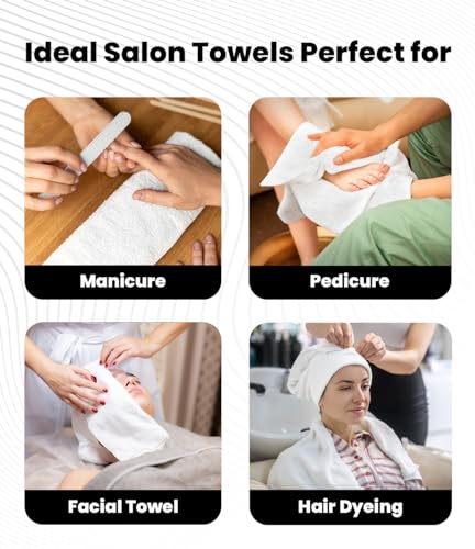 Avalon Towels Salon Towel - White Hand Towels Bulk Pack of 24 - 100% Cotton Absorbent Spa, Facial & Gym Towel for Working Out - 16x27 Inches (Not Bleach Proof) - color: White