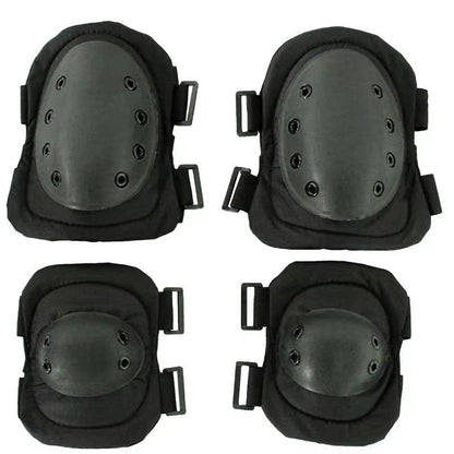 Knee Pad Elbow Pad Set Airsoft Knee Elbow Protective Pads Combat Paintball Skate Outdoor Sports Tactical Safety Guard Gear (Black-Set of 4, M-for Adult) - style: Black, Set of 4