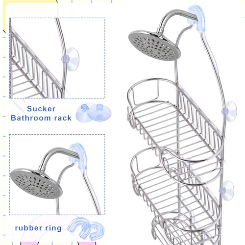 6 PCS Suction Cups for Shower Caddy with 3 Pieces Rubber Rings, Bathroom Shower Caddy Connectors Sucker, Easy to Attach, Heavy Strength Clear Replacement Showers Suction Cups for Bathroom Decor