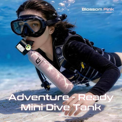 GOYOJO Mini Scuba Tank, Portable Diving Lung Air Tank with DOT Certified | Refillable Emergency Backup Pony Bottle for Snorkeling, Underwater Breathing, Training - color: 0.5L Blossom Pink