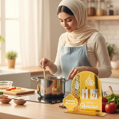 Ramadan Calendar, Golden Acrylic Ramadan Advent Calendar for Home Decor, Ramadan Good Deed Calendar for Kids Aged 14+, Ramadan Countdown Decorations, Ramadan Gift for Families