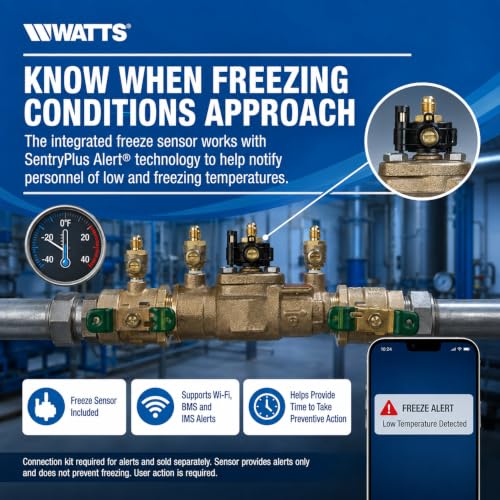 Watts LF007 Lead-Free Double Check Backflow Preventer Assembly 1" NPT - size: 1 Inch, style: With Freeze Sensor