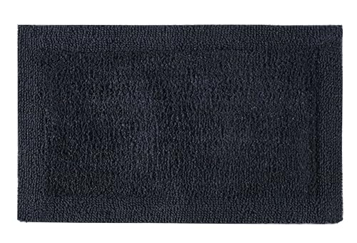 Bedding Craft Bathroom Bath Mat Rug – 100% Cotton, Reversible, Water Absorbent, Machine Washable, Soft Bathmat for Tub Side, 17x24 Black - color: Black, size: 1'5" x 2' (Rectangular)