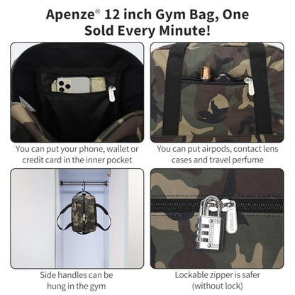 Apenze Small Gym Bag Carry On Bag - 12 in Mini Duffle Bag Lightweight for Overnight Travel(Camouflage) - color: Camouflage, size: 12inch
