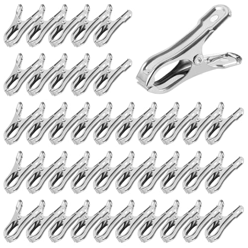 Stainless Steel Garden Cilps - 40Pcs Large Open Metal Clamps for Greenhouse Hoops, 2" Fix Plant Cover Shade Cloth Netting Tarp, Tight Grip Weatherproof Gardening Supplies - style: 40pcs