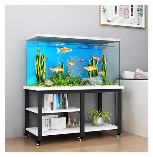 Mobile Fish Stand Cabinet on Wheels, Modern 10/20/30 Gallon Storage Rack for Home Aquariums, 50x40x75cm, Black, Ideal for Organizing Supplies and Fish Tanks - size: (LxWxH)50x40x75cm
