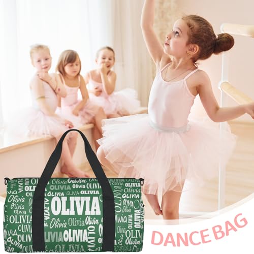 Custom Dance Bag with Name, Personalized Large Sports Duffle Bag Gym Cheer Bag for Travel, Solid Dark Green - color: Forest Green