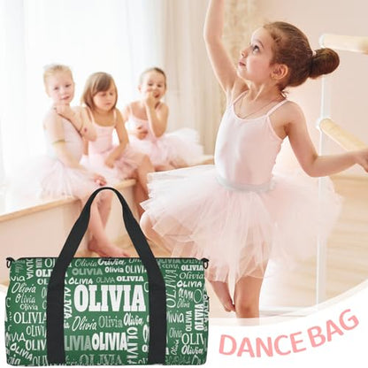 Custom Dance Bag with Name, Personalized Large Sports Duffle Bag Gym Cheer Bag for Travel, Solid Dark Green - color: Forest Green