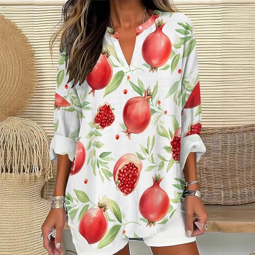 Womens Long Sleeve Shirts V Neck Loose Fit Oversized Graphic Tees Trendy Casual Womens Pullover Tropical Vacation Outfits - color: Style-01, size: 3X-Large