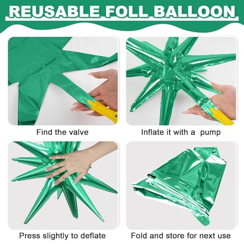 Green Star Balloons, 6PCS 22 Inch Foil Explosion Star Balloons - color: Green