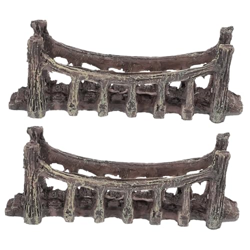 ORFOFE 2pcs Quality Resin Fish Tank Decoration Bridge for Fairy Garden and Aquarium