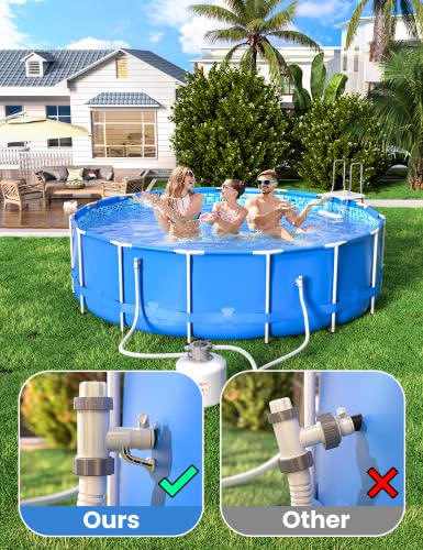 Above Ground Swimming Pool Hose Adapter with Plunger Valve and Pipe Holder - Replacement Parts for Pool Pump System (Round Top 2 PACK) - style: Round Top 2 PACK