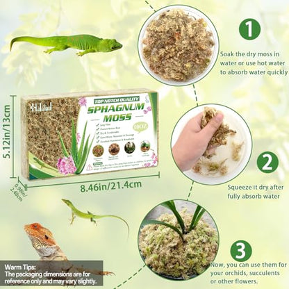 Halatool 10 OZ Sphagnum Moss for Plants, 14 QT Long Fiber Dried Orchid Moss | Drainage & Moisture Retention, Natural Moss for Ferns, Succulents, Carnivorous, Orchid Repotting, Terrariums, Reptile Bedding - size: 14 qt (0.6 lbs)