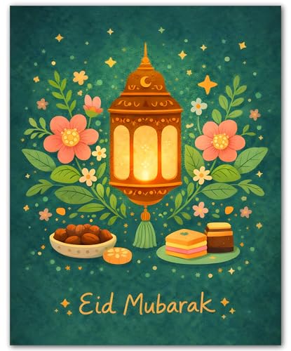 ZUKIY Islamic Wall Art - Lantern Dessert Glow - Muslim Wall Decor for Living Room - Islamic Home Decor - 8x10 Unframed Poster - color: Lantern Dessert Glow