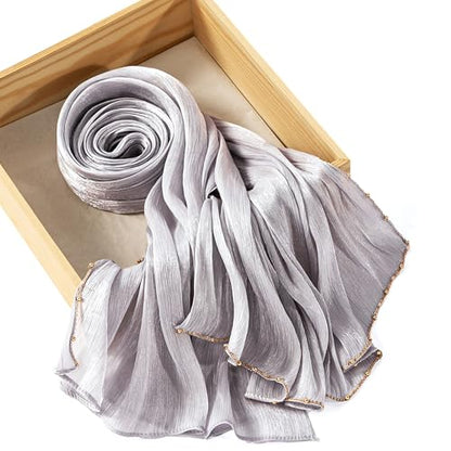 Shimmer Party Hijab, Lightweight Stylish Hijab Scarf for Women - color: Light Gray