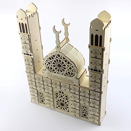 Ramadan Countdown Calendar, Wooden Ramadan Advent Countdown Calendar, Wooden Drawer Muslim Ramadan Decoration for Home Office Table Eid Party Decor