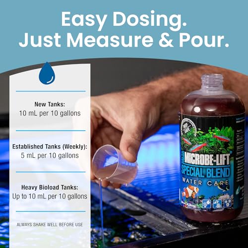 MICROBE-LIFT Special Blend Aquarium Water Care Treatment, Cleaner & Clarifier for Fresh and Saltwater Fish Tanks, Reduces Maintenance & Helps with Aquarium Algae Control and Odor, 16 Ounces (SBH16) - size: 16 ounces