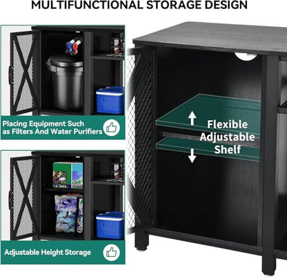 DWVO 55-75 Gallon Heavy Duty Metal Aquarium Stand with Power Outlets,Black | Cabinet for Fish Tank Accessories Storage,Fish Tank Stand Suitable for Turtle Tank, Reptile Terrarium, 860LBS Capacity