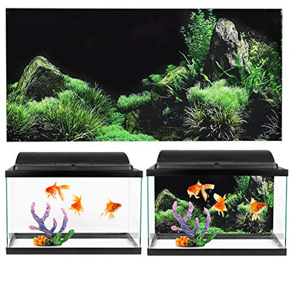 GLOGLOW Aquarium Background Sticker, Aquarium Seafloor Water Grass Background PVC Adhesive Landscape Image Fish Background Poster Sticker (91×50cm) - size: 91×50cm