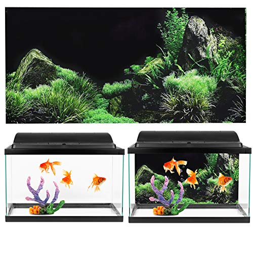 Black Aquarium Background Static Cling, Reusable PVC Fish Tank Wallpaper 24x11.8 24x15.7 30x18.1 36x19.7 48x18.1, No Glue Fish Tank Backdrop Easy to Install for Aquarium Decor - size: 122×46cm