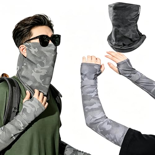 Ice Silk Sun Protection Arm Sleeves (Loose Fit) - color: Dark Camouflage