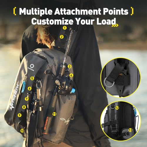 Small Fishing Bag with Rod Strap, Portable & Lightweight, Fish Small Tackle bag – Fits Tackle Boxes & Gear,Move Freely, Cast Smoothly - Fishing Gifts for Men - color: Dark Grey